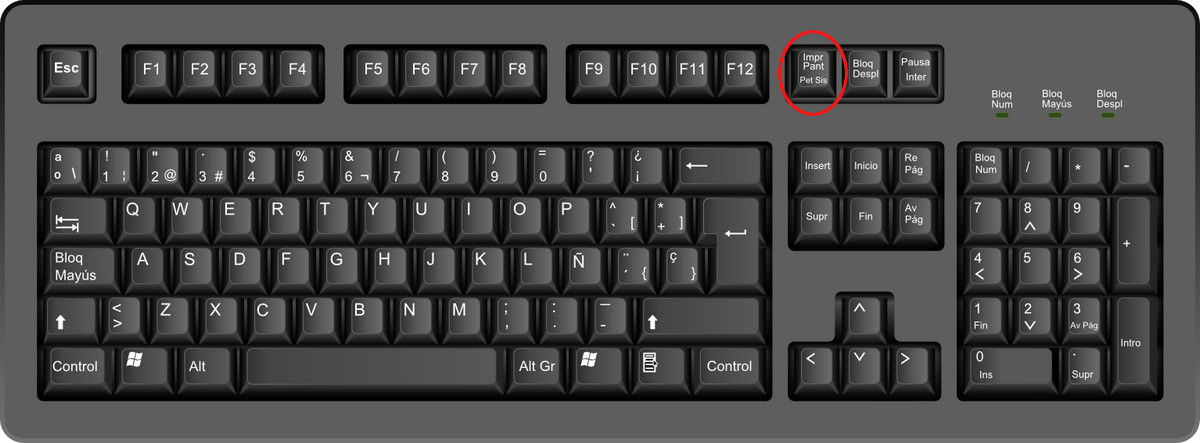 Teclado y combinación. Imprimir pantalla.